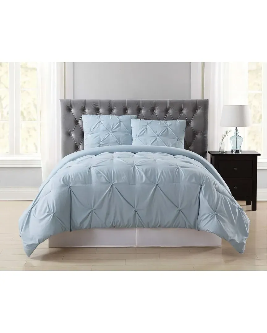 Everyday Pleated Comforter Set with Removable Cover - Light Blue
