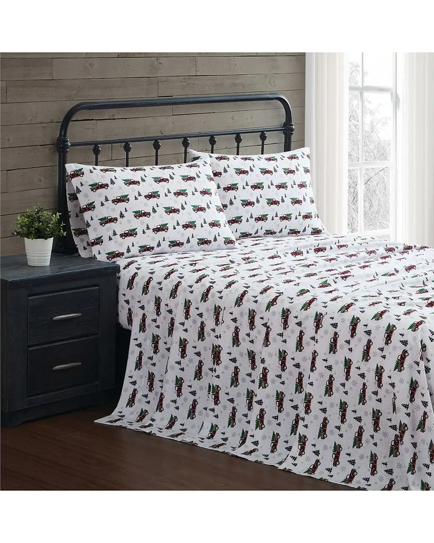 Holiday Truck Flannel Sheet Set - Cotton
