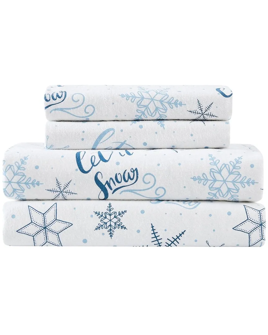 Let It Snow Flannel Sheet Set - Cotton