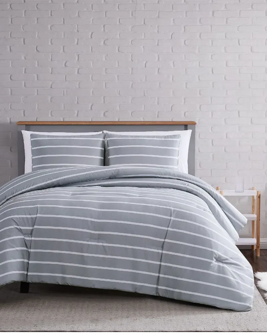 Maddow Stripe Comforter Set - Grey, Microfiber