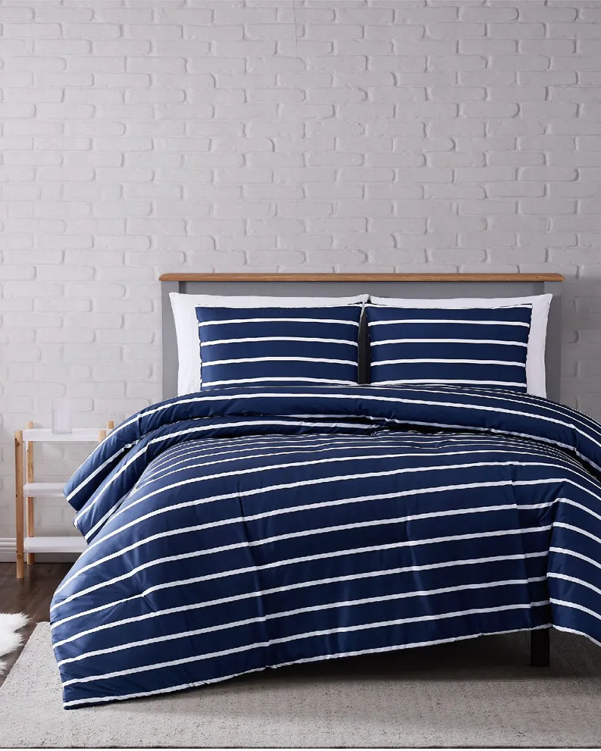 Maddow Stripe Comforter Set - Navy, Microfiber