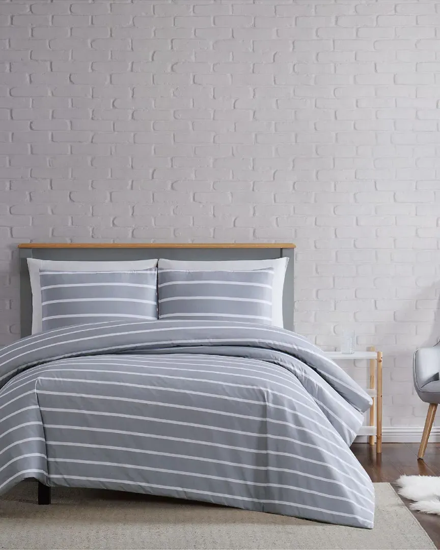 Maddow Stripe Duvet Cover Set - Grey, Microfiber image