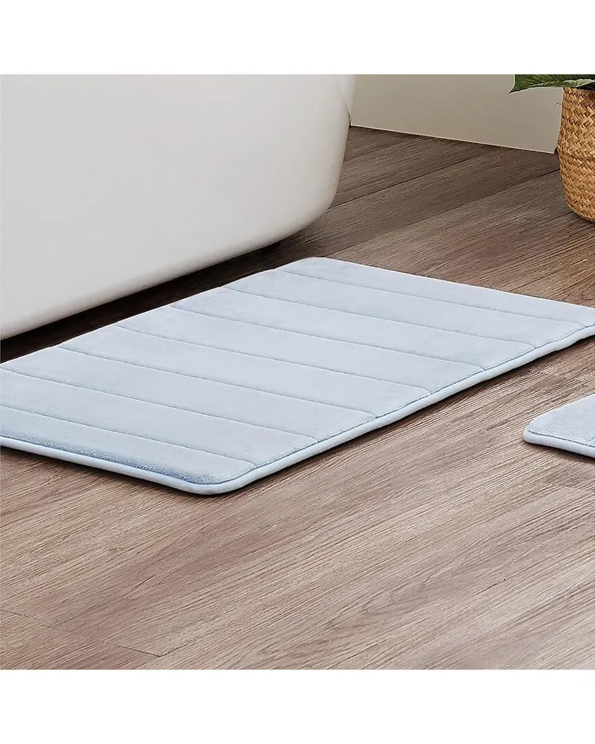 Memory Foam Bath Rug Set of 2 - Blue, Flannel Polyester image