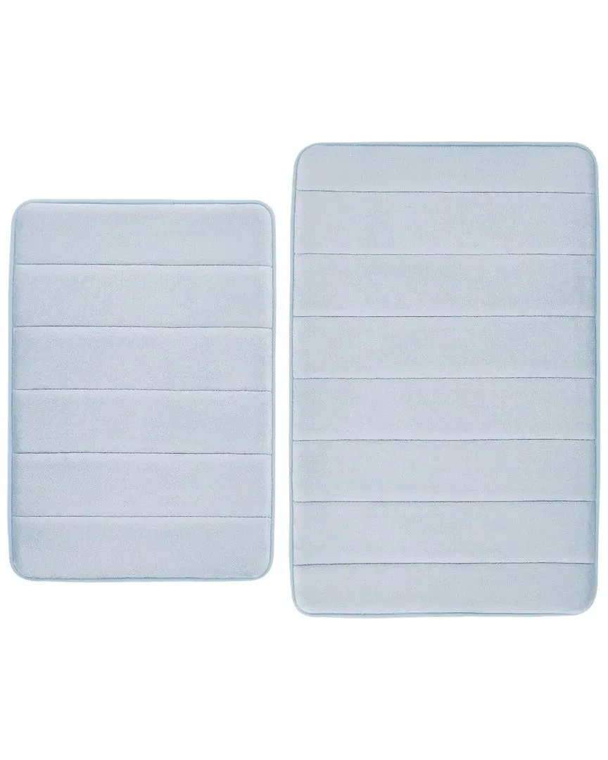 Memory Foam Bath Rug Set of 2 - Blue, Flannel Polyester image