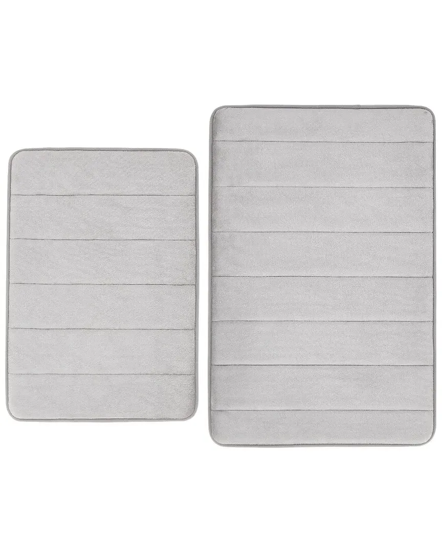 Memory Foam Bath Rug Set of 2 - Grey, Flannel Polyester