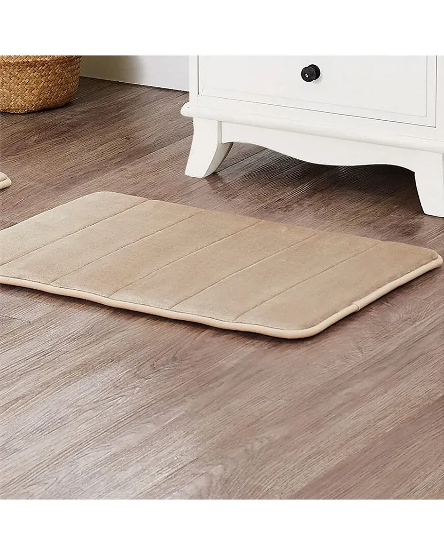 Memory Foam Bath Rug Set of 2 - Tan, Flannel Polyester