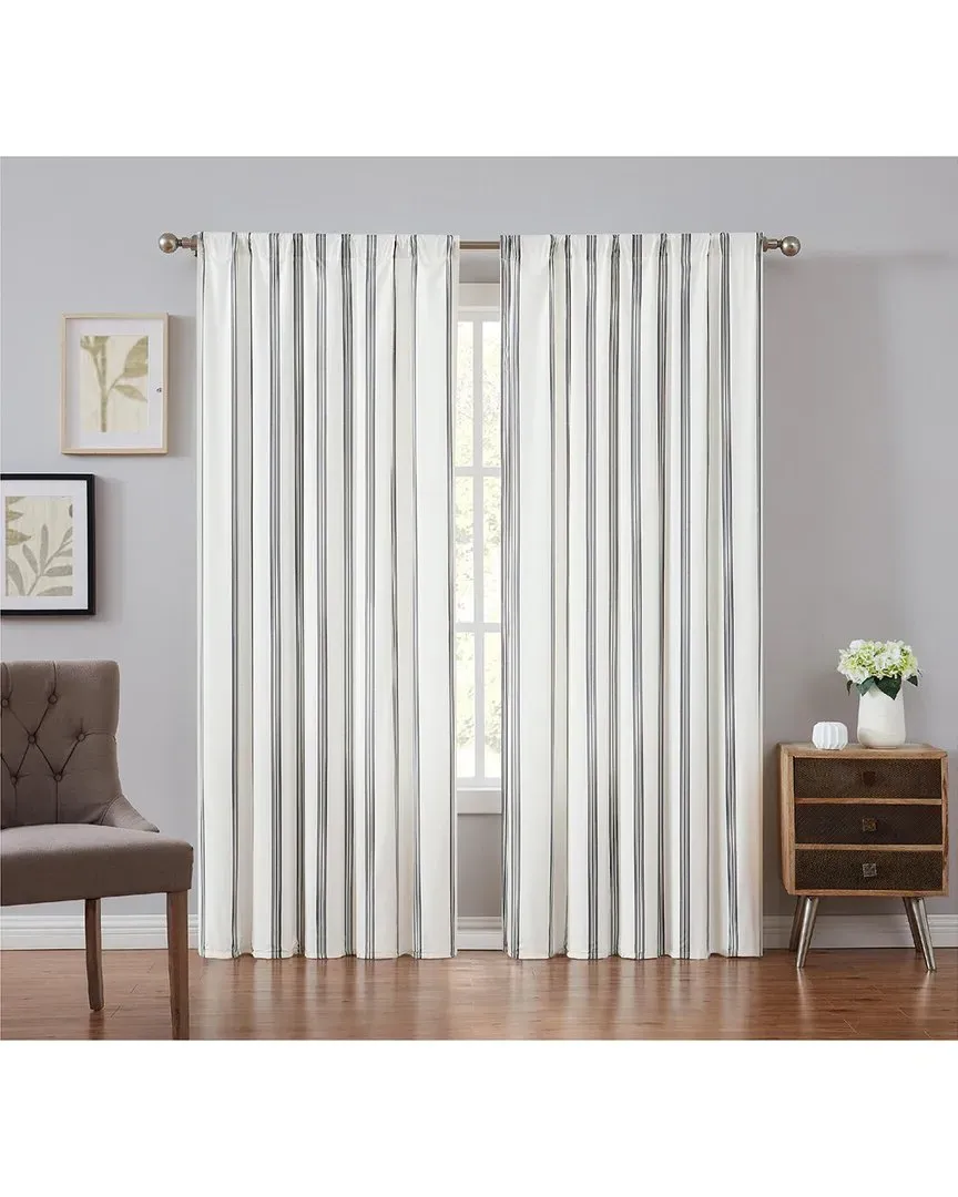 Millenial Stripe Window Panel Pair - Ivory, Microfiber image
