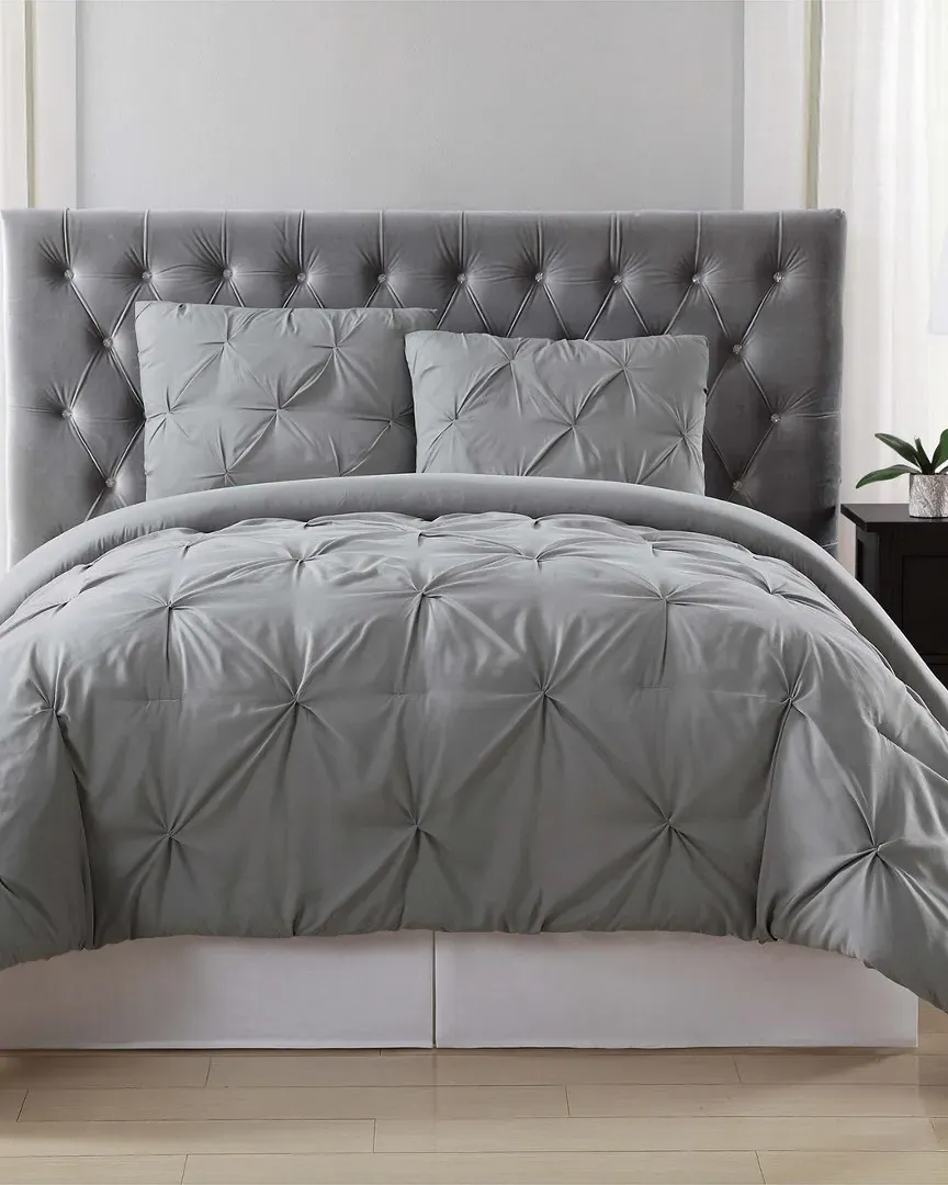 Pleated Duvet Set - Grey, Microfiber image