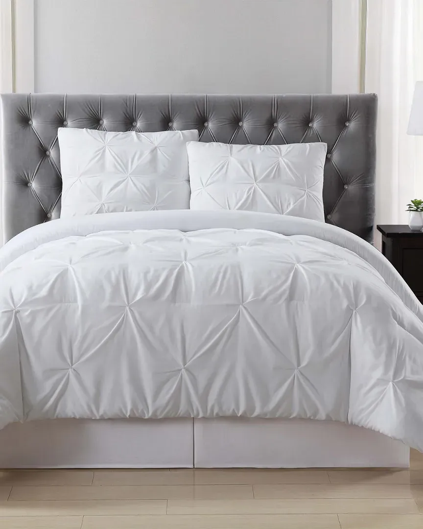 Pleated Duvet Set - White, Microfiber
