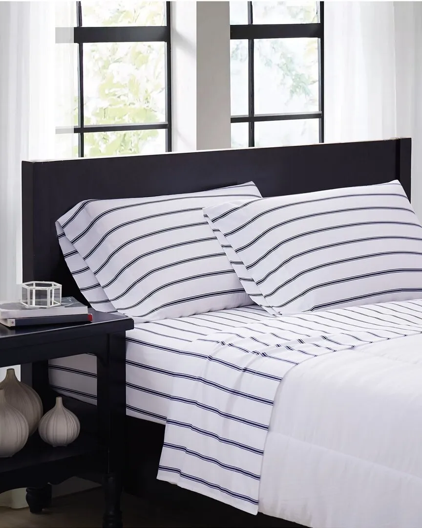 Ticstripe Twin Sheet Set - White, Polyester
