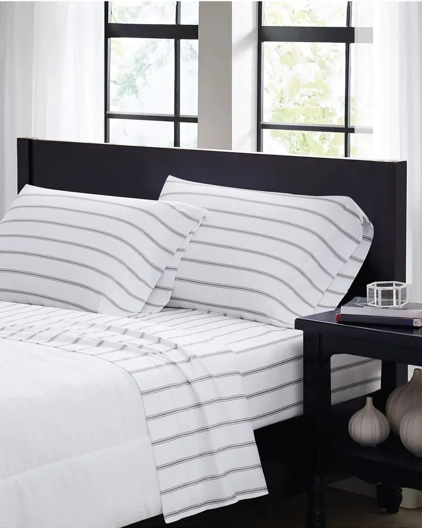 Ticstripe Twin Sheet Set - White, Polyester image