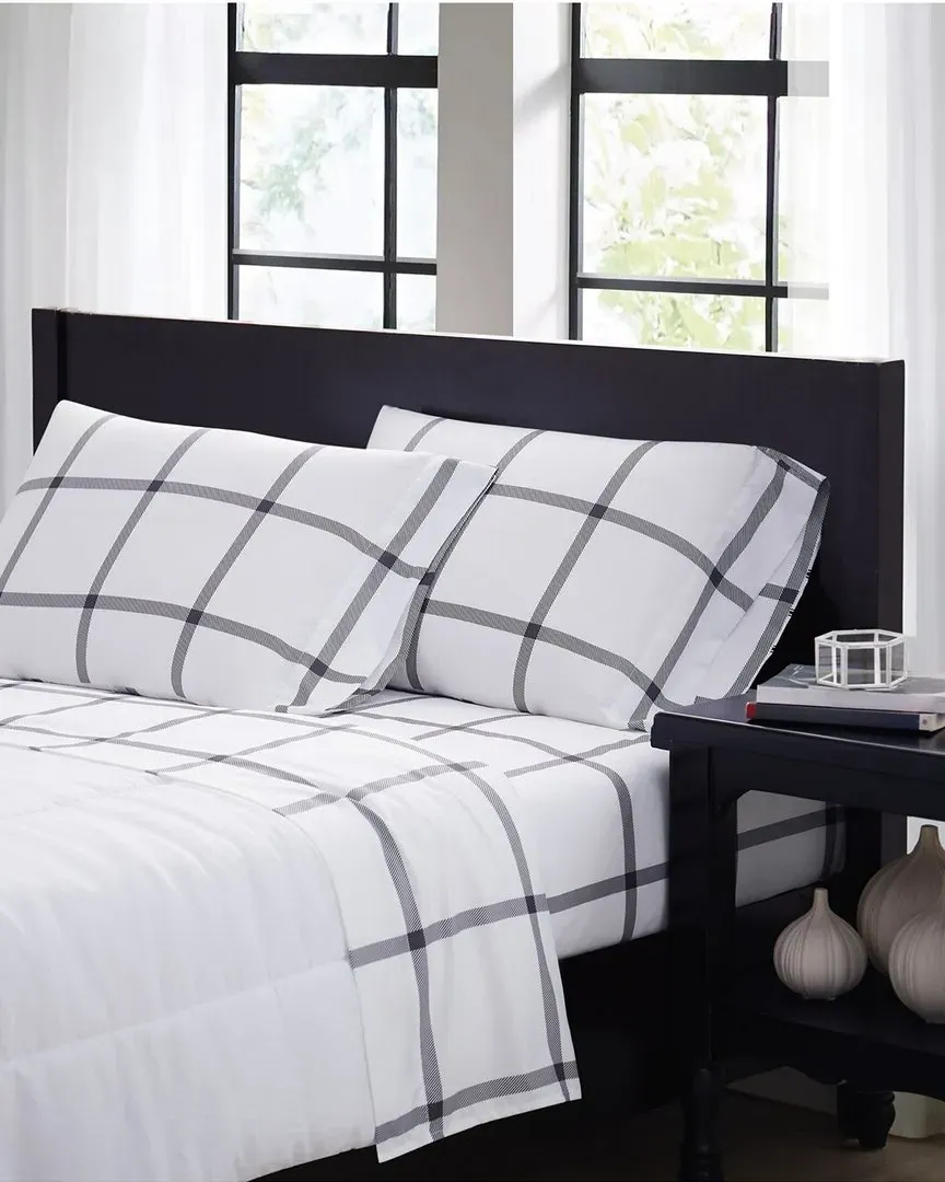 Windowpane Sheet Set - White, Polyester image