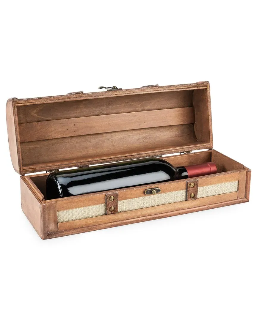 1-Bottle Striped Trunk Wine Box - Brown image