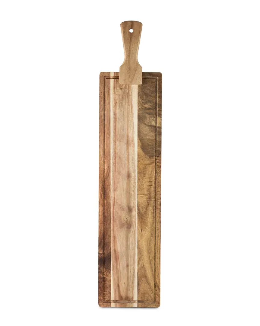 Acacia Wood Tapas Board with Leather Strap - Natural image