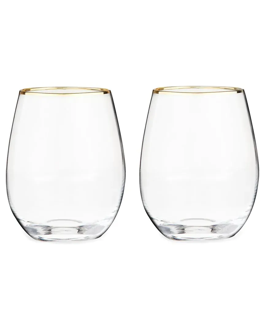Gilded Stemless Wine Glass Set - Gold image
