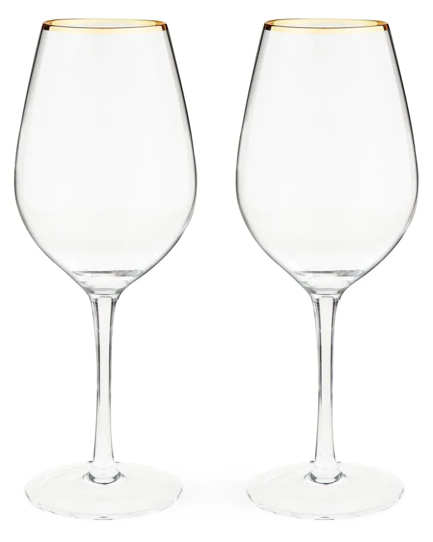 Gilded Stemmed Wine Glass Set - Gold