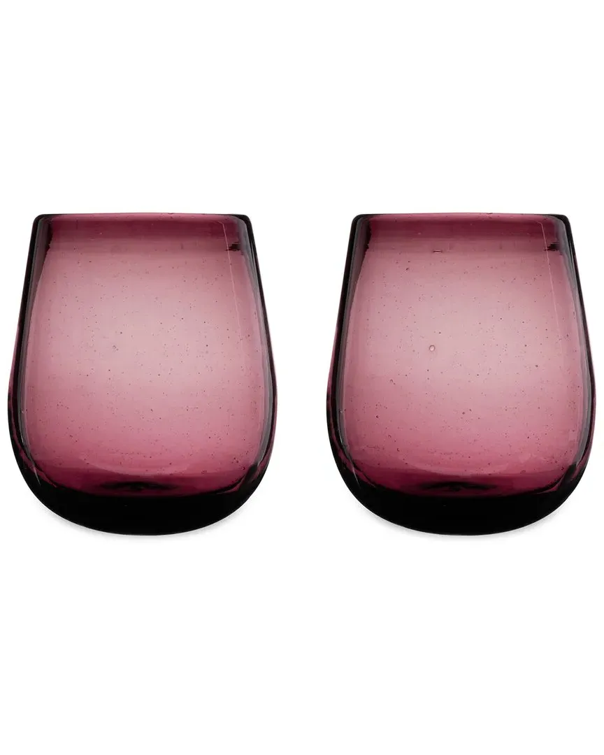 Rosado Stemless Wine Glass Set - Pink, Recycled Glass