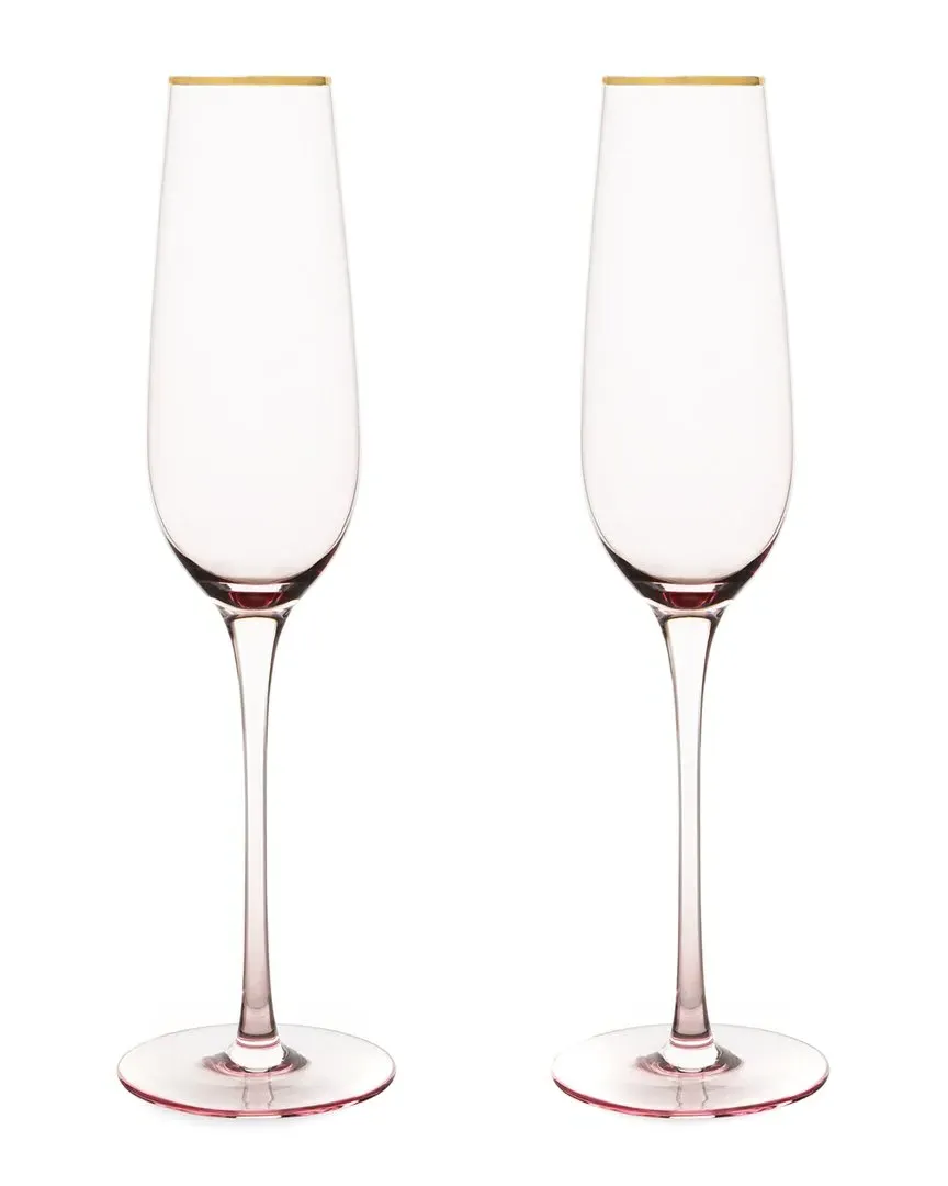 Rose Crystal Champagne Flute Set - Pink image
