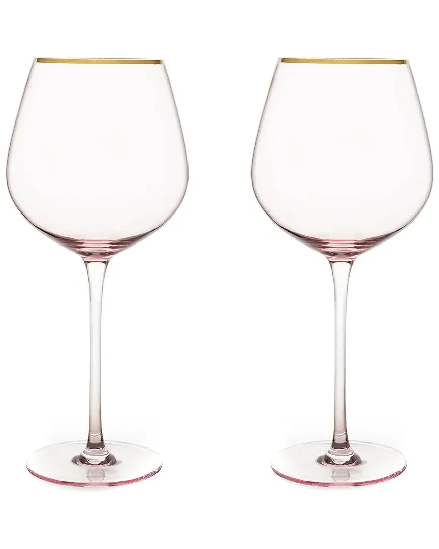 Rose Crystal Red Wine Glass Set - Pink