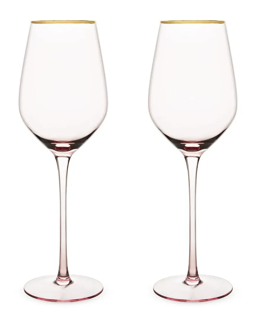 Rose Crystal White Wine Glass Set - Pink