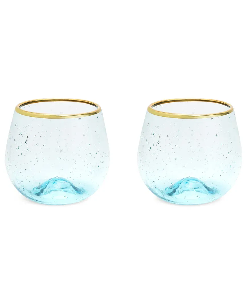 Seaside Stemless Wine Glass Set - Aqua image