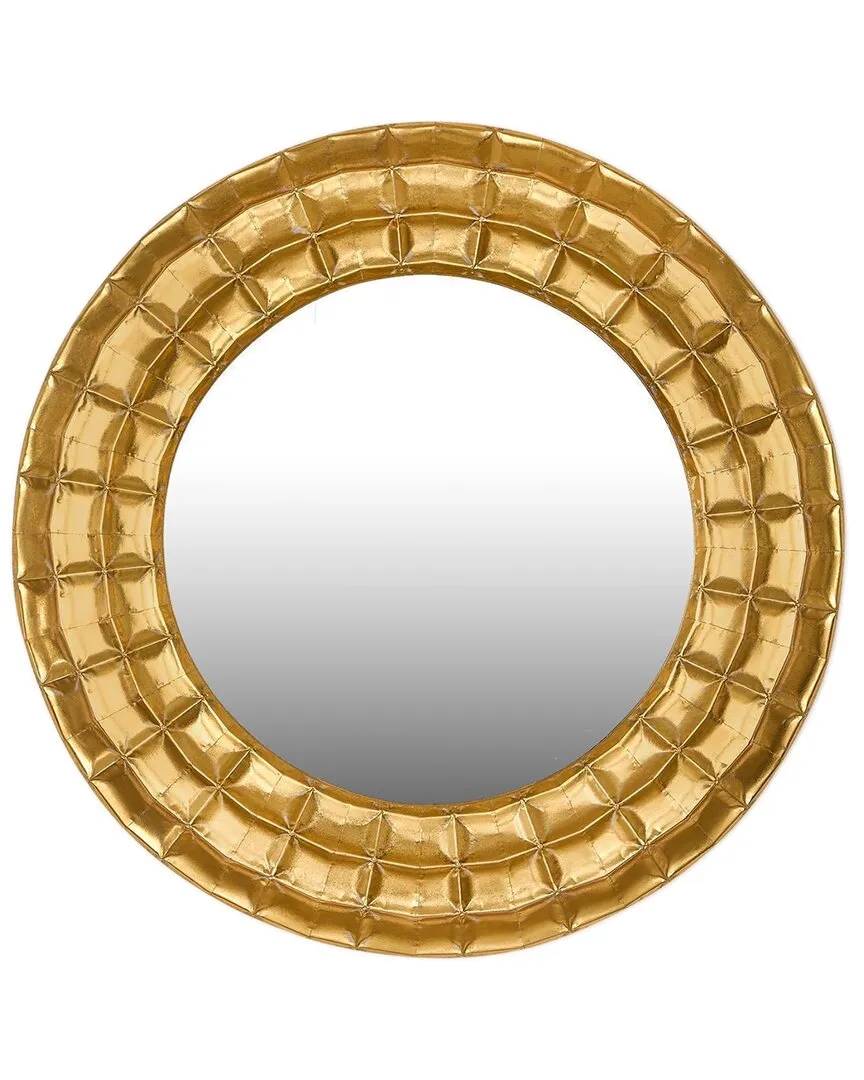 33in Hammered Round Mirror - Gold image
