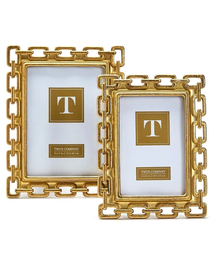 Gold Chain Set of 2 Photo Frame - Yellow, Resin image