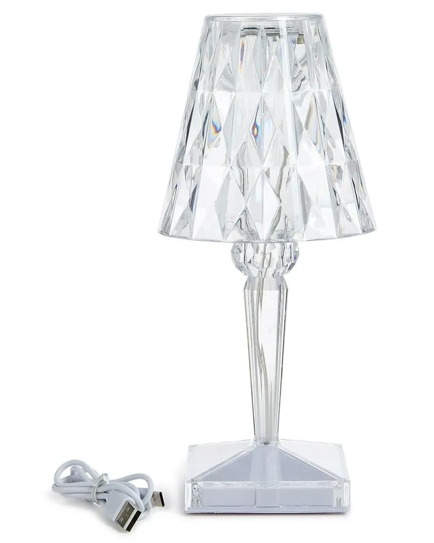 LED Portable Cordless Color-Changing Crystal Table Lamp - Clear image