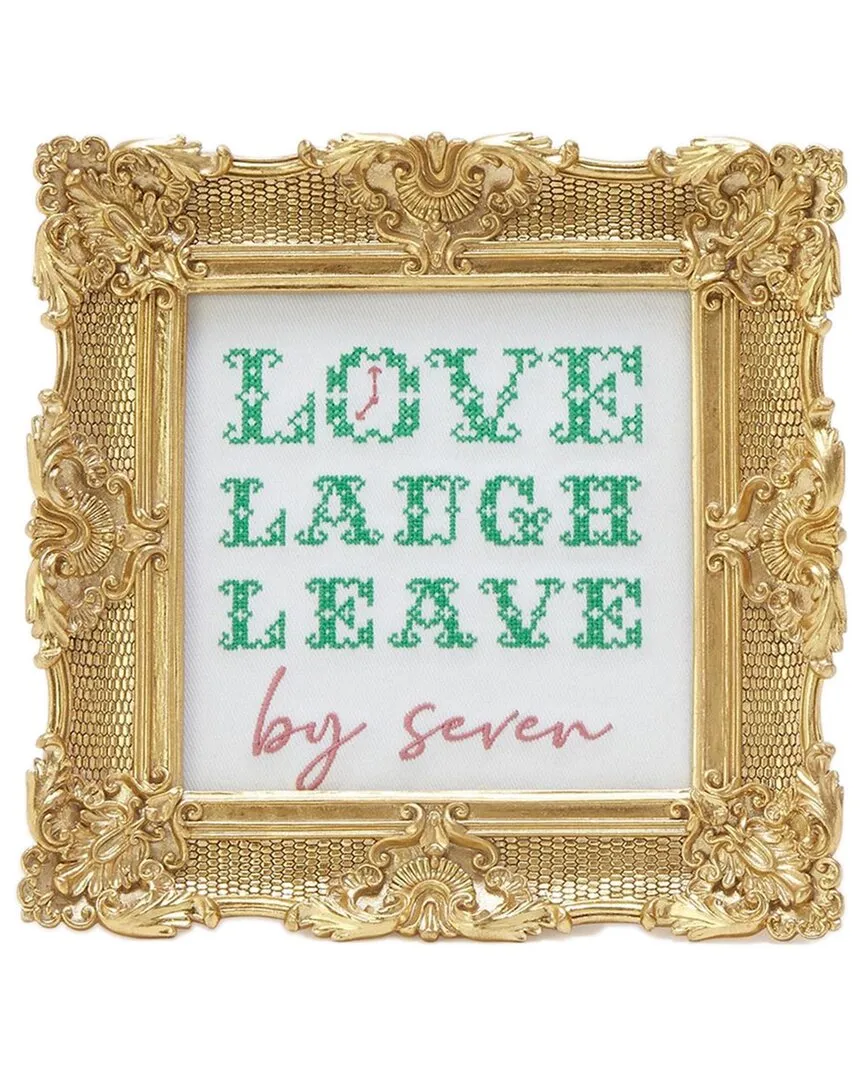 Love Laugh Leave By Seven Cross Stitch Wall Art - Gold