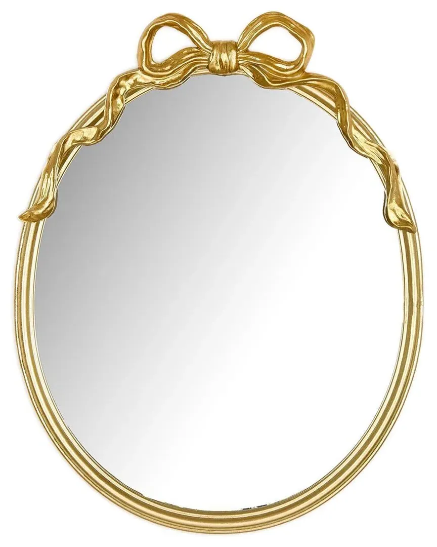 Oval Mirror with Accent Bow - Gold, Resin image