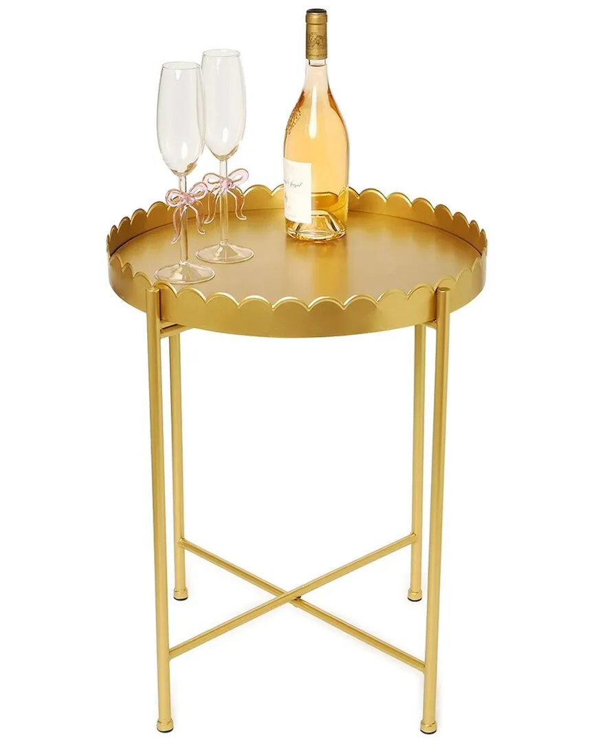 Scalloped Edge Round Side Table - Gold image