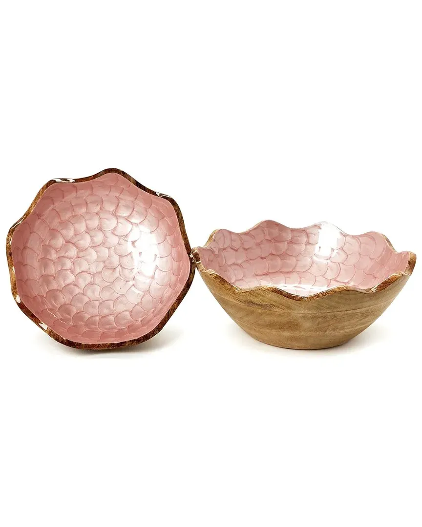Set of 2 Scalloped Edge Bowls - Pink image