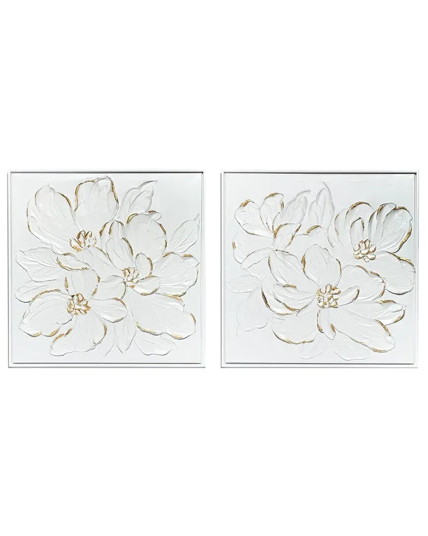 Set of 2 Square Wall Art - White, Plaster image