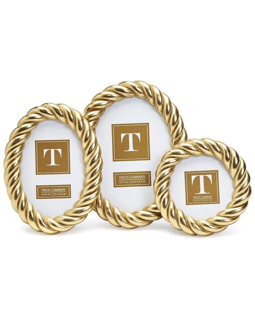 Set of 3 Gilded Rope Photo Frames - Gold image