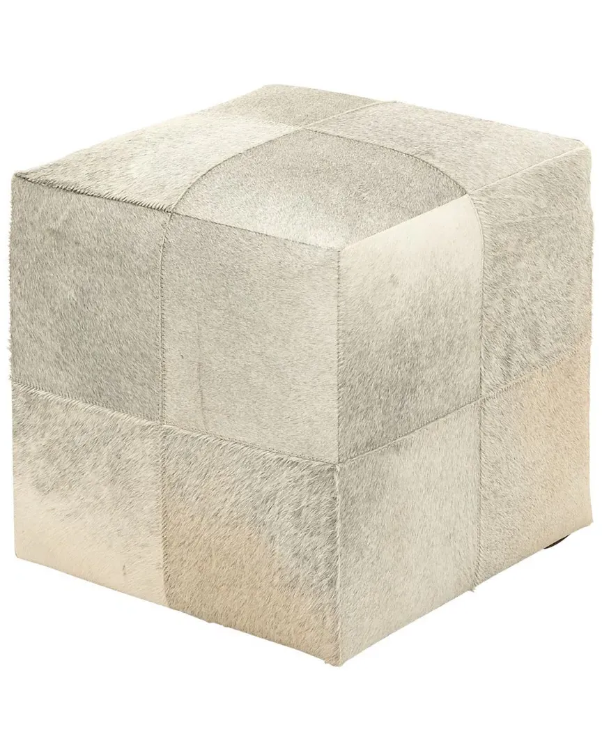 Peyton Lane Wood & Leather Hide Ottoman - Natural