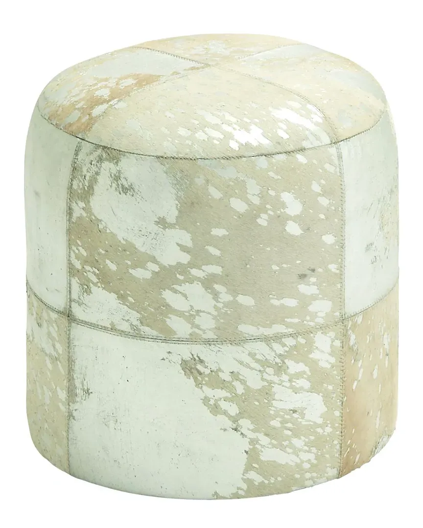 Peyton Lane Wood Leather Hide Sleeve Ottoman - Silver image