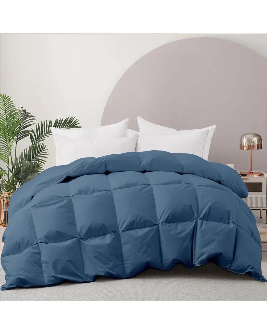 233 Thread Count Goose Down Comforter with Pintuck - Blue, Cotton