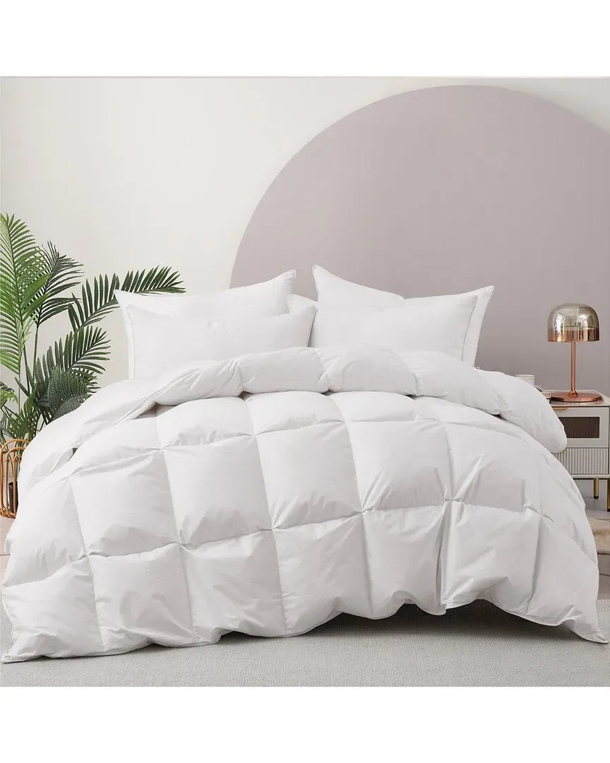 233 Thread Count Goose Down Comforter with Pintuck - White, Cotton image