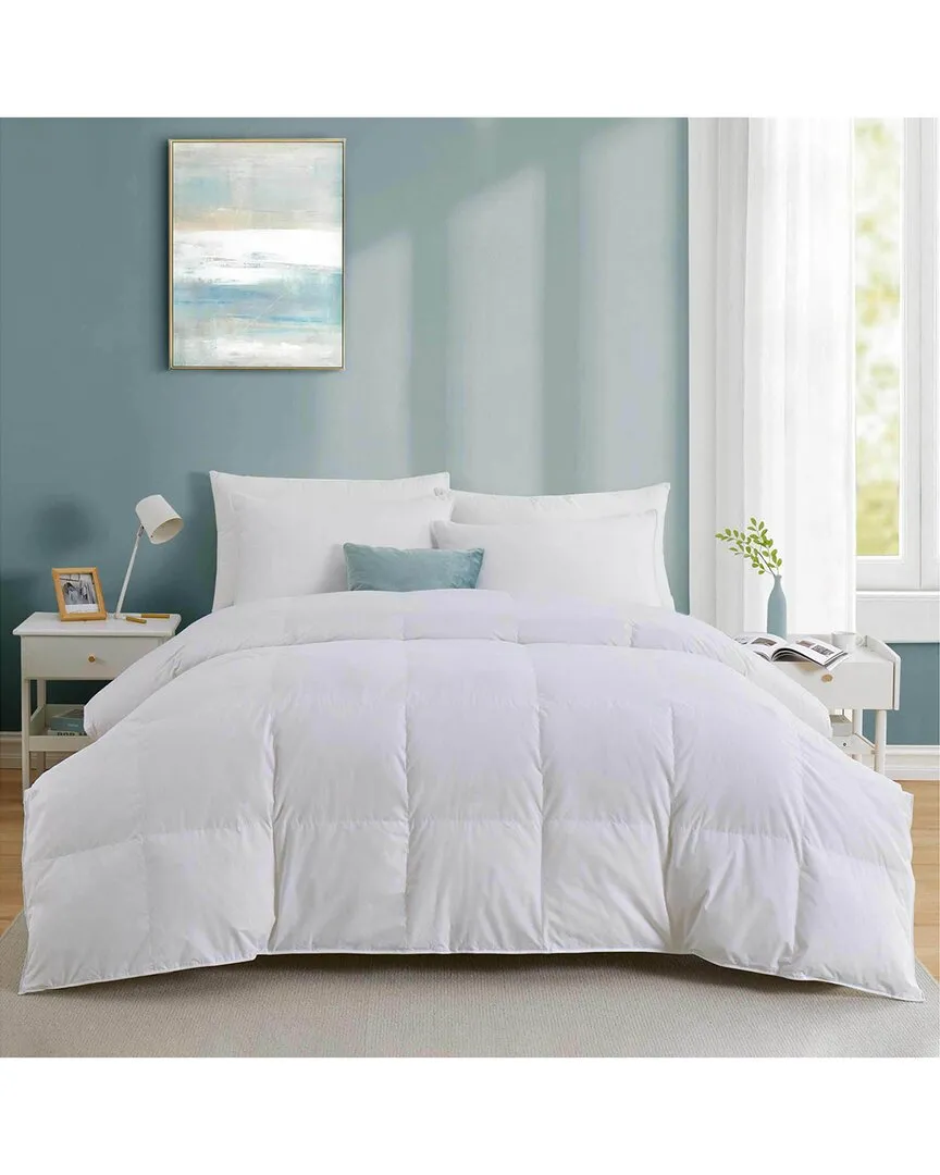 360TC White Goose Feather Fiber and Down Comforter - White