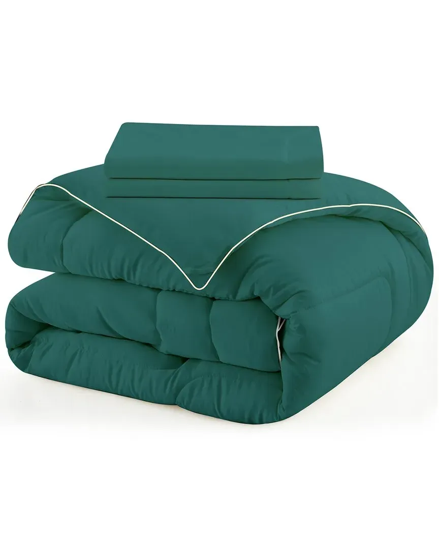 All-Seasons Down Alternative Comforter Set - Green, Microfiber