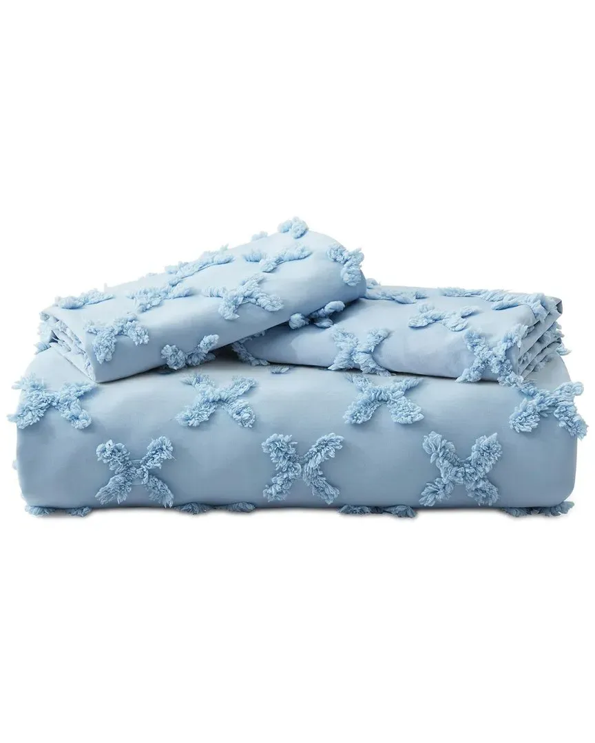 Clipped Geometric Duvet Cover Set - Light Blue, Microfiber