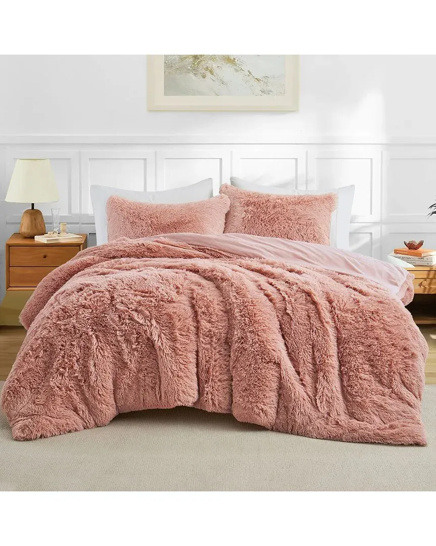 Fuzzy Plush Shaggy Comforter Set - Pink, Polyester