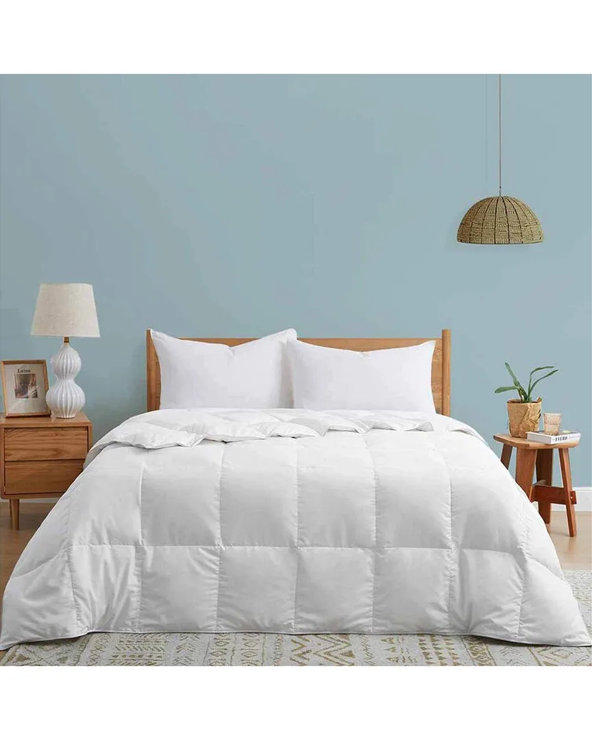 Lightweight Goose Fiber Comforter with Duvet Tabs - White