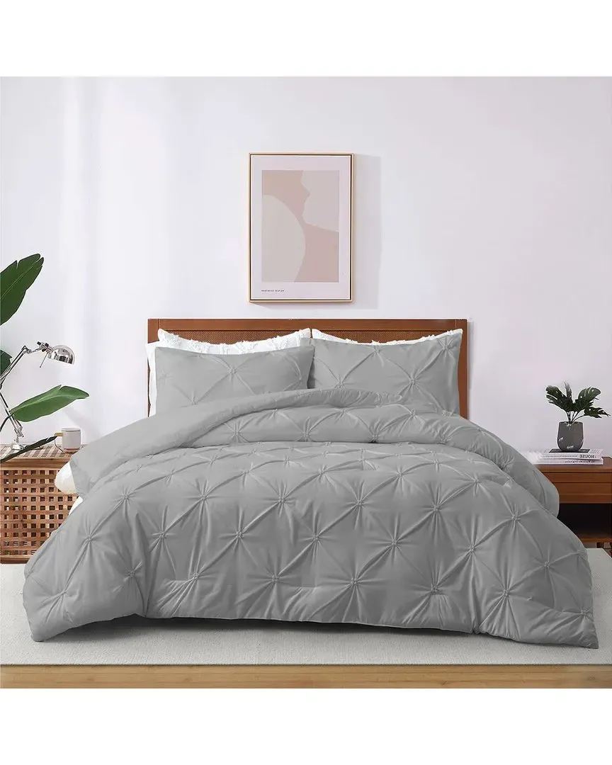 Pinch Pleated Down Alternative Comforter Set - Gray image