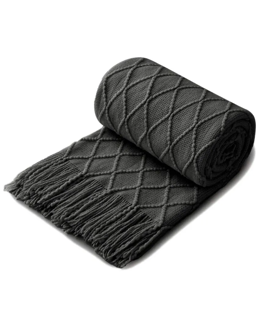 Reversible Diamond Throw Blanket - Gray, Microfiber
