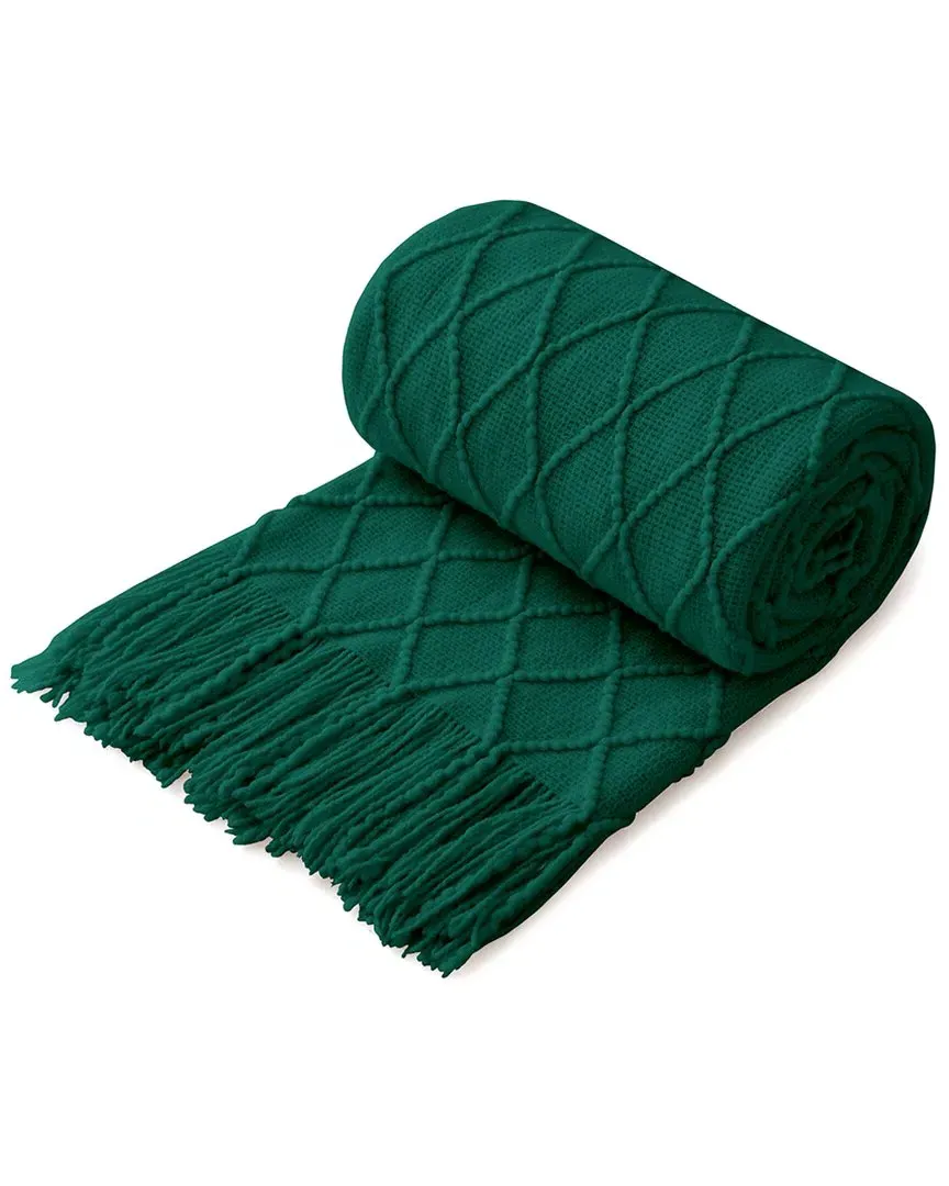 Reversible Diamond Throw Blanket - Green, Microfiber image