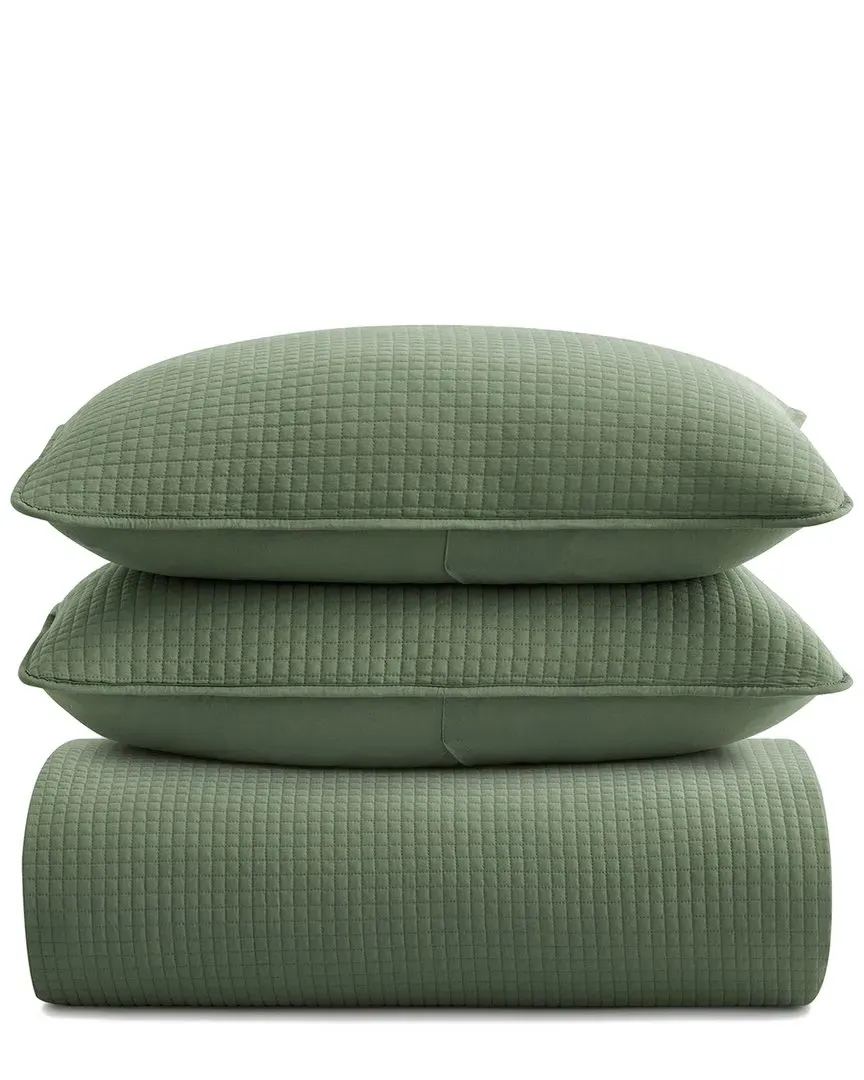 Reversible Quilted Coverlet Set - Green, Microfiber