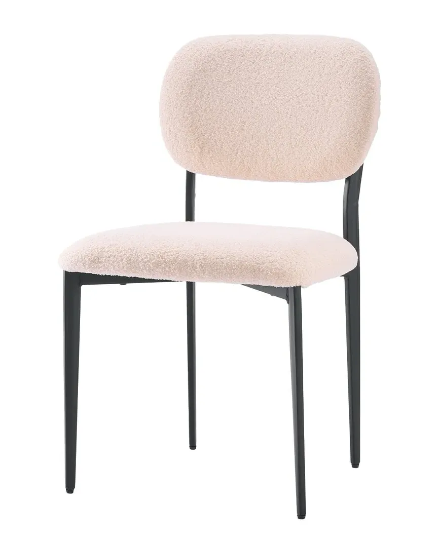 Set of 2 Upholstered Dining Chairs with Metal Legs - Beige image