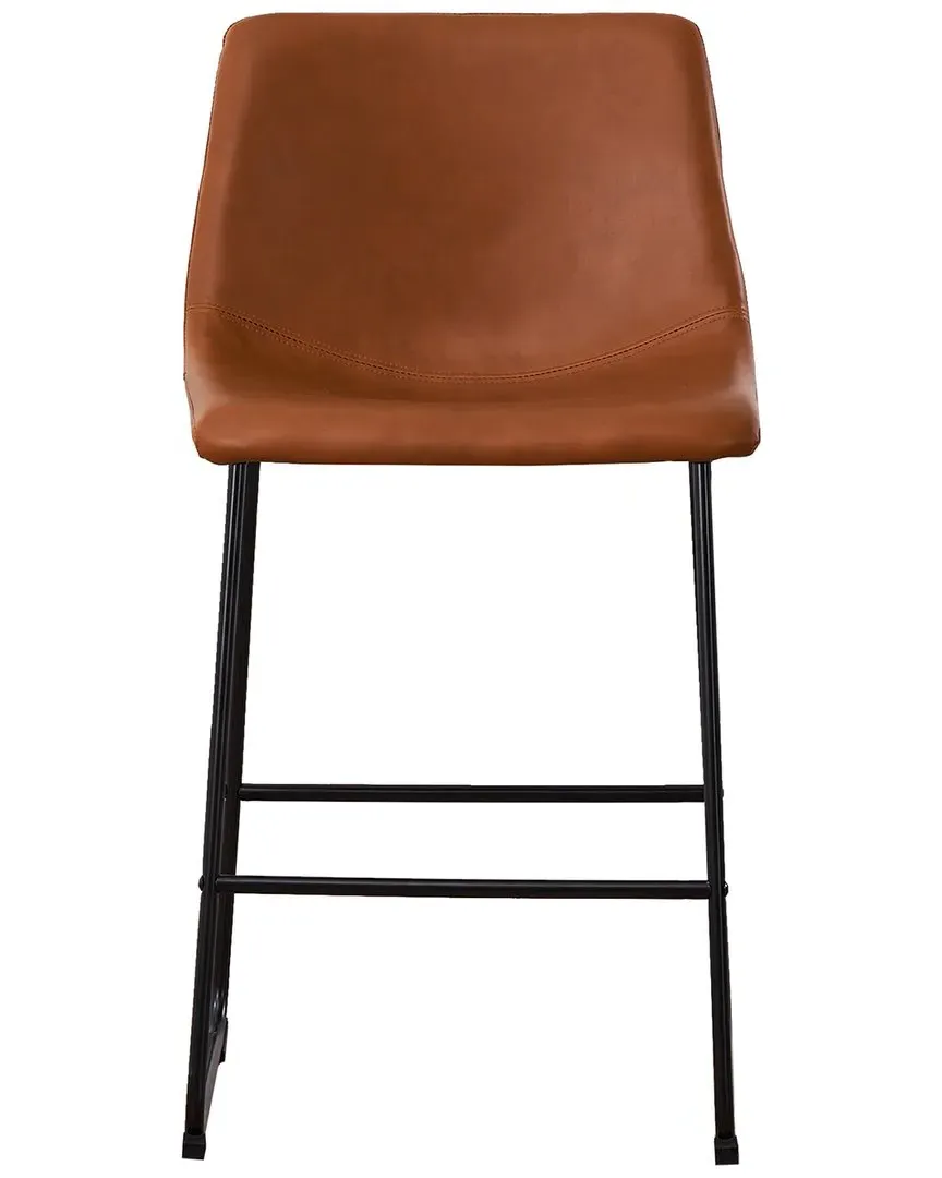 Set of Two 26in Barstools - Brown, PU Leather image