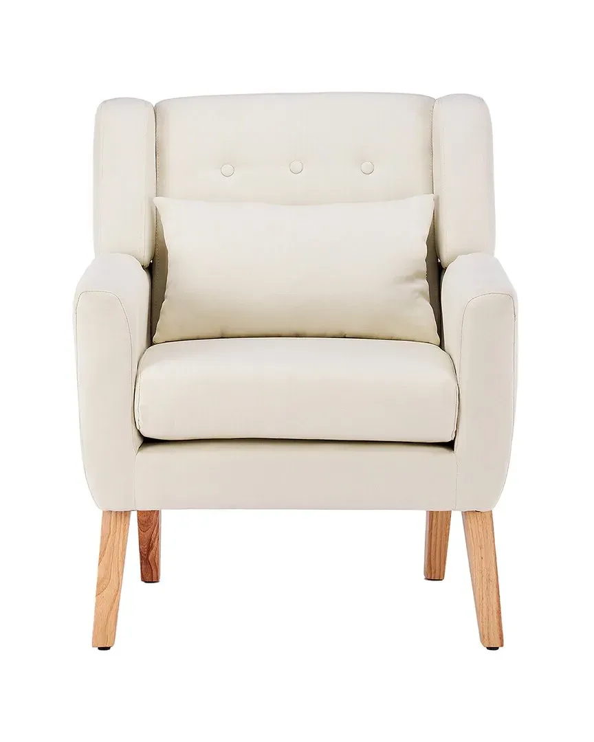 Upholstered Storage Accent Chair with Lumbar Pillow - Beige image